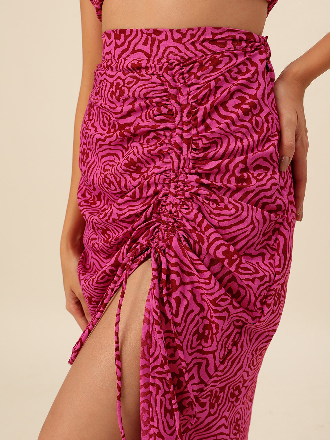 CUKOO Maroon Rush Halter Two-Piece Resort Wear beach Wear – Bold, Breezy, and Resort-Ready