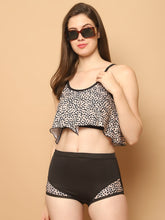 CUKOO Padded Leopard Print Tankini Swimwear