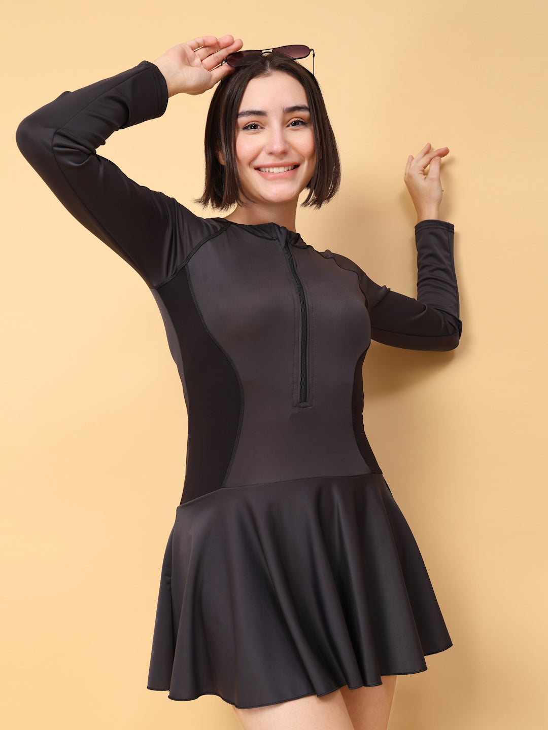 CUKOO Padded Black Flared Swimsuit/Swimwear