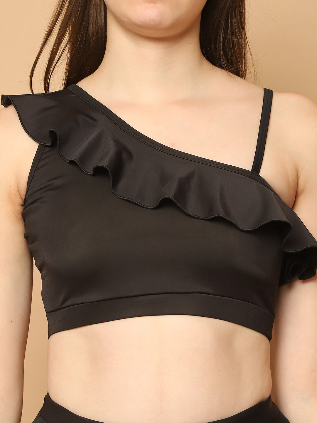 CUKOO Padded Black Two piece Skirtini Swimwear