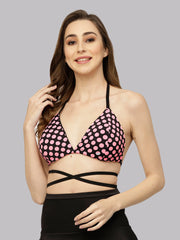CUKOO Padded Polka Dot Pink Swim Top