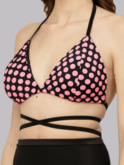 CUKOO Padded Polka Dot Pink Swim Top