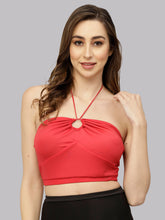 CUKOO Padded Red Halter Neck Swim Top
