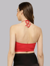 CUKOO Padded Red Halter Neck Swim Top