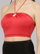 CUKOO Padded Red Halter Neck Swim Top