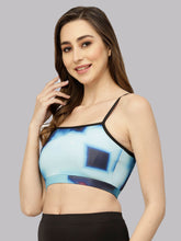 CUKOO Padded Printed Blue Swim Top