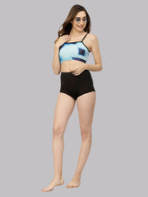 CUKOO Padded Printed Blue Swim Top