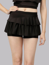 CUKOO Black Solid Frill Swim Bottom for Women