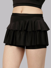 CUKOO Black Solid Frill Swim Bottom for Women