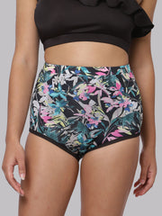 CUKOO Floral Printed Black Swim Bottom for Women