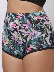 CUKOO Floral Printed Black Swim Bottom for Women