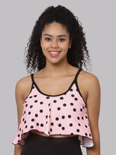 CUKOO Padded Peach Polka Dot Swim Top