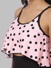 CUKOO Padded Peach Polka Dot Swim Top