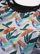 CUKOO Padded Tropical Green Print One-Piece Swimwear