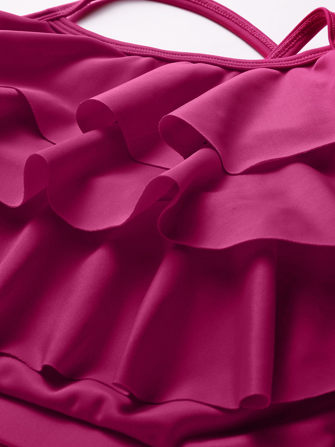 CUKOO Padded Magenta Two piece Skirtini Swimwear