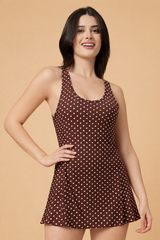 Cukoo Women Brown Printed Padded One Piece Swimwear/ Swimming Costume for Women