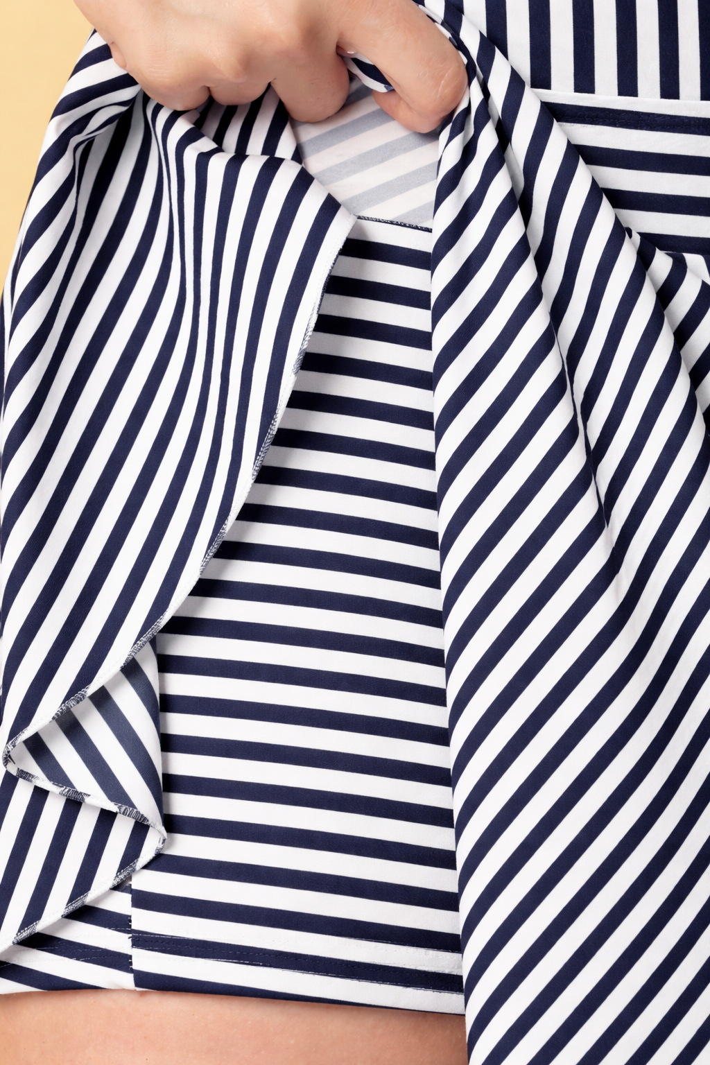 CUKOO Padded Retro Blue Striped Skirted Swimwear
