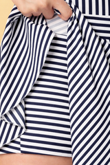 CUKOO Padded Retro Blue Striped Skirted Swimwear