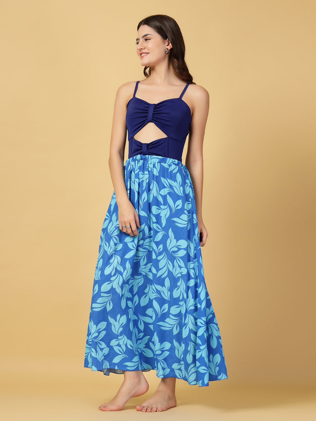 CUKOO ROYAL BLUE Knot Cut-Out Swimwear with Matching SkirT