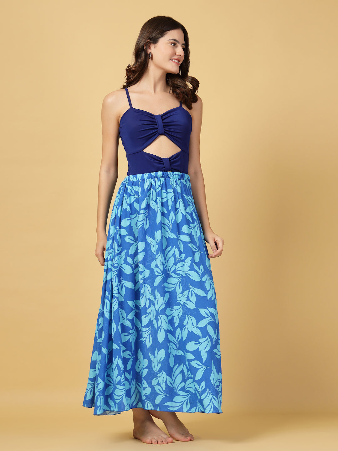 CUKOO ROYAL BLUE Knot Cut-Out Swimwear with Matching SkirT