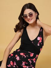 CUKOO Padded Red Floral n Black Printed Swimsuit