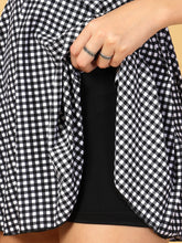 CUKOO Black checkered Half Sleeve Skirted swimwear
