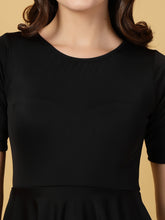 CUKOO Black Half Sleeve Skirted swimwear