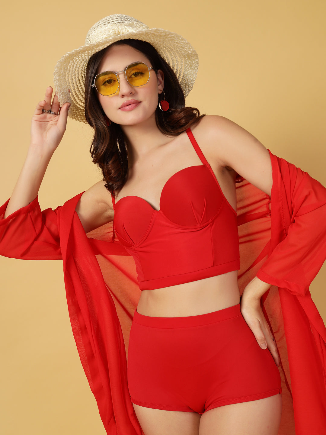 Padded RED 3 pc Swim Set