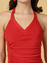 CUKOO Red Ruffle Skirted SwimWear