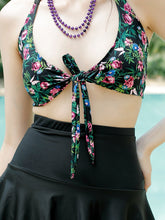 CUKOO Printed Black Floral Two piece Tankini Swimwear Set