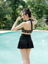 CUKOO Printed Black Floral Two piece Tankini Swimwear Set