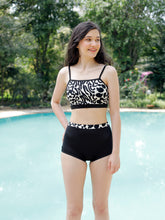 CUKOO Padded Animal Printed Black Tankini