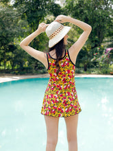 CUKOO Padded Floral Printed Yellow One-Piece Swimwear