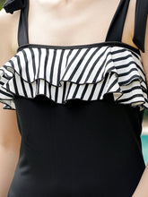 CUKOO Padded Black Frills One-Piece Swimwear