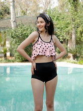 CUKOO Padded Peach Polka Dot Two piece Tankini Swimwear