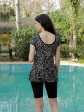CUKOO Padded Black Abstract Printed One-Piece Swimwear