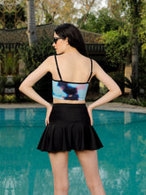 CUKOO Padded Printed Blue & Black Two piece Skirtini Swimwear