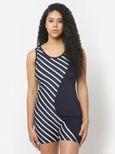 CUKOO Padded Blue Striped Printed Swimsuit