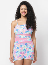 CUKOO Padded Pink Floral Printed Swimsuit