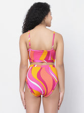 CUKOO Padded Pink Printed Bikini