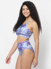 CUKOO Padded Star Printed Blue Bikini