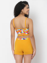 CUKOO Padded Yellow Printed Swimwear