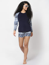 CUKOO Navy Blue Printed Two piece Swim set