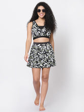 CUKOO Padded Black Two piece Skirtini Swimwear