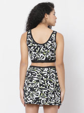 CUKOO Padded Black Two piece Skirtini Swimwear