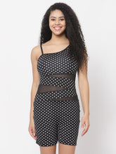 CUKOO Padded  Polka Dot Black Printed Swimsuit