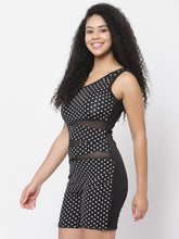 CUKOO Padded  Polka Dot Black Printed Swimsuit