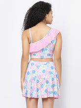 CUKOO Padded Floral Pink Two piece Skirtini Swimwear