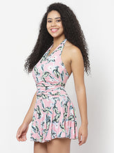 CUKOO Padded Tropical Printed Halter Neck Swimwear