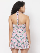 CUKOO Padded Tropical Printed Halter Neck Swimwear